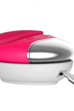 洗顔ブラシ 竹炭音波洗顔器 多機能 導入器 超音波 振動 毛穴ケア クレンジング キット シリコーン充電式 USB充電 防水 肌に優しい (ピンク)