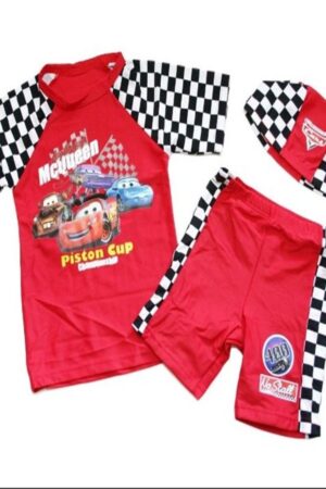 水着 男の子 ラッシュガード キャップ パンツ 3点セット カーズ柄 サイズM/L