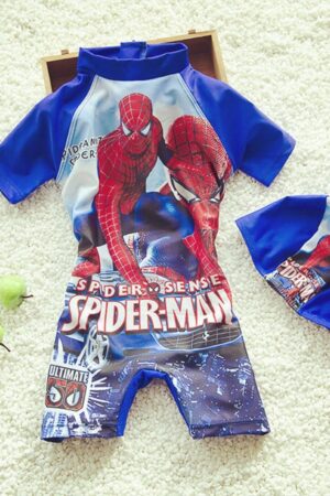 子供 水着 男の子 日焼け止め 紫外線カット ラッシュガード 半袖 連体水着 学校用水着 ボイーズ スーパーマン柄 S/M/Lサイズ