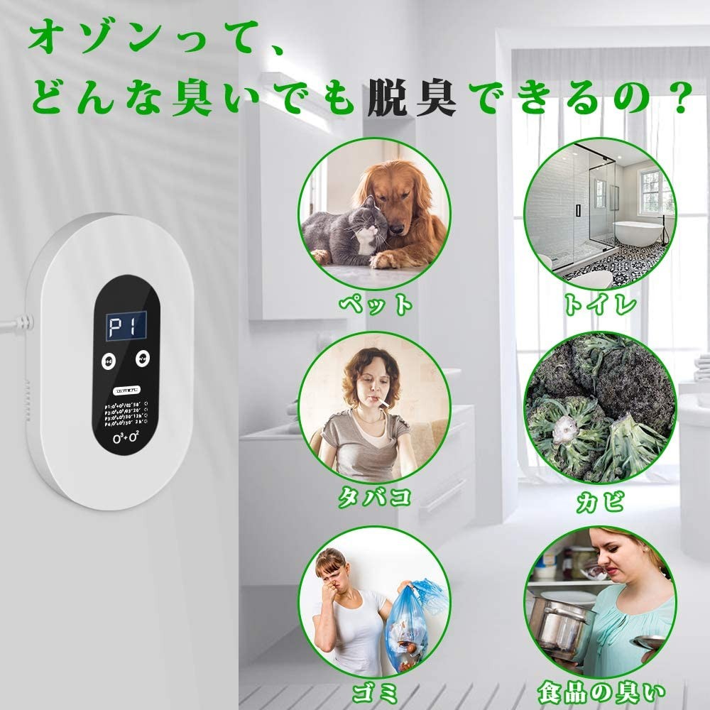 2020最新版 オゾン発生器 オゾン脱臭機 5-50畳対応 ミニ空気清浄機 マイナスイオン発生器 4つモード フィルター交換不要 消臭 ペット 空気清浄 - 画像 (3)