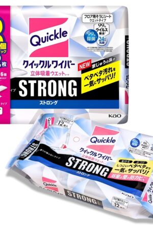 Kao クイックルワイパー ストロング 大容量 立体吸着ウエットシート 24枚ｘ3袋 ウイルス99%除去 除菌 香りが残らないタイプ 住宅用お掃除シート サイズ約 205mm × 約 285mm #27518 梅雨の時期 湿気でベタつく床に