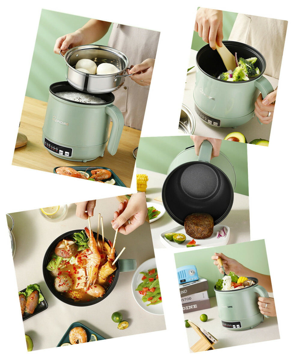 生活 キッチン家電 多機能小型電気ポット スロークッカー ポット 多機能 電気鍋 クッキング 鍋 炊飯 蒸し 1-2人 クッカー クッキングケトル ホワイト キッチン用品 調理 ※パッケージについて(海外から輸送される際の潰れ、キズ、梱包テープが貼られてられております) - 画像 (4)