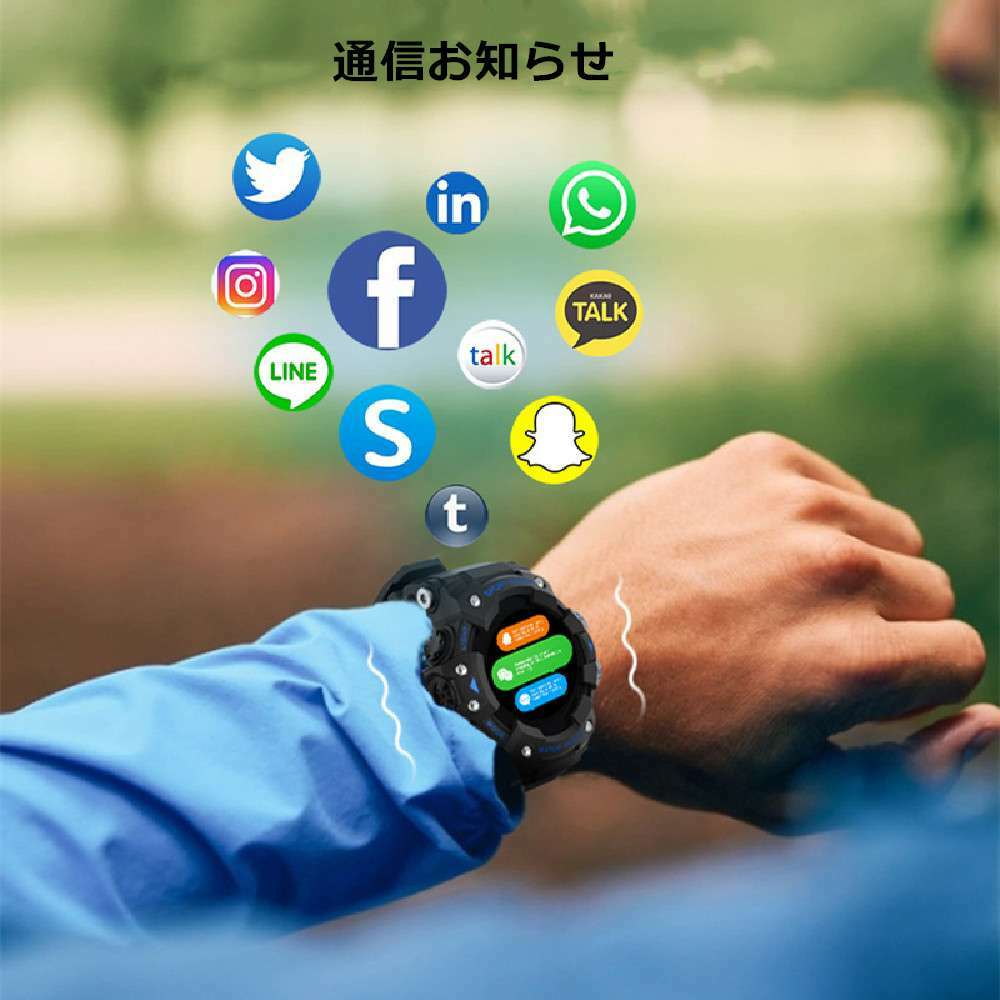 SPORT WATCH(スポーツウォッチ) スマートウォッチ 活動量計 歩数計 腕時計 来電通知 着信通知 長い待機時間 多種類文字盤 天気予報 目覚まし時計 音楽再生 長持ちバッテリー Line Facebook 通知 サイズ:49×49(mm) 厚み:12.5(mm) ベルト:132-200(mm) - 画像 (3)