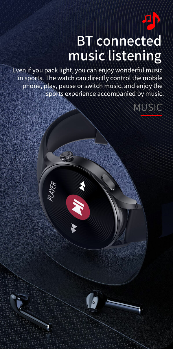 スマート ウォッチ AK37 24時間 活動量計 画面 1.28インチ LCDカラースクリーン システムサポート:IOS 9.0 以降および Android 4.4 以降 バッテリー容量:210mAh IP67防水 サポート言語:日本語対応 - 画像 (5)