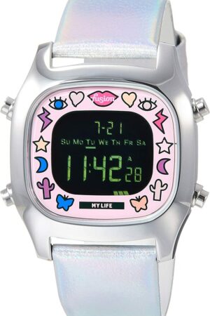 セイコー ALBA FUSION AFSM702 デジタル ウオッチ 腕時計 アルバ クォーツ 正方形 文字盤カラー:ブラック バンドカラー：シルバー バンド素材:レザー ユニセックス 防水:5 BAR 反転液晶 カレンダー表示(日/曜/月)  バックライト ストップウオッチ アラーム