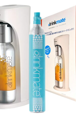 ドリンクメイト 家庭用炭酸飲料メーカー スターターキット DRMCOS1OWH Drinkmate ホワイト 電源コード不要  ガスシリンダー60L 1本 炭酸水500ml 約18円 ※シリンダーは法令上廃棄できません。 実用的 父の日 プレゼント