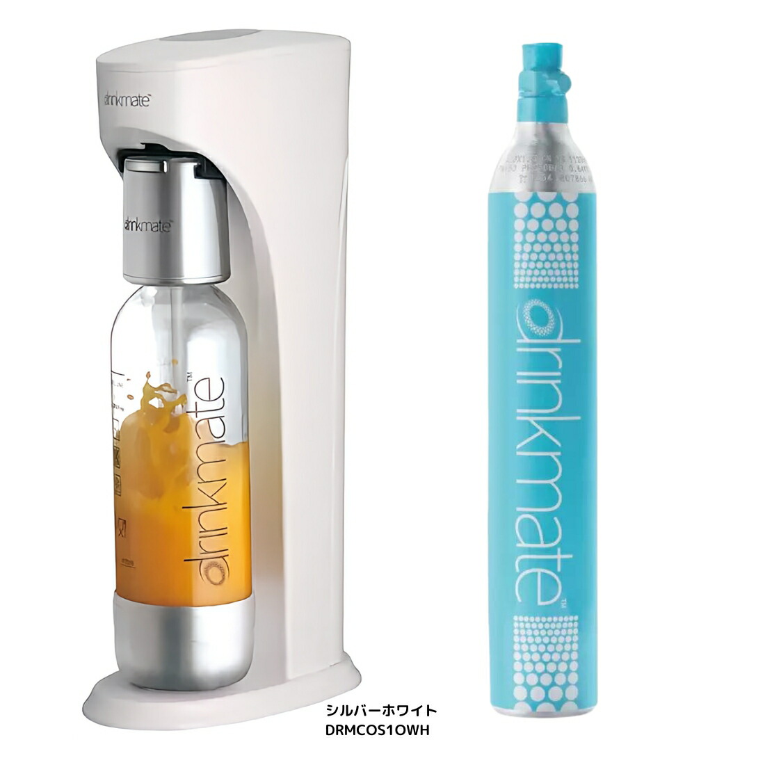 ドリンクメイト 家庭用炭酸飲料メーカー スターターキット DRMCOS1OWH Drinkmate ホワイト 電源コード不要 ガスシリンダー60L 1本 炭酸水500ml 約18円 ※シリンダーは法令上廃棄できません。 実用的 父の日 プレゼント - 画像 (2)