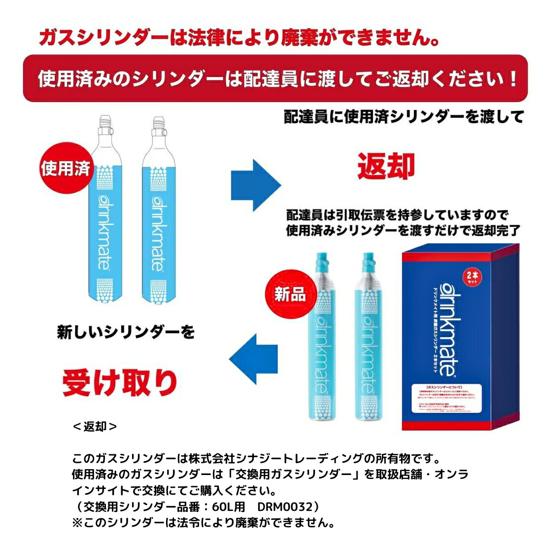 ドリンクメイト 家庭用炭酸飲料メーカー スターターキット DRMCOS1OWH Drinkmate ホワイト 電源コード不要 ガスシリンダー60L 1本 炭酸水500ml 約18円 ※シリンダーは法令上廃棄できません。 実用的 父の日 プレゼント - 画像 (8)