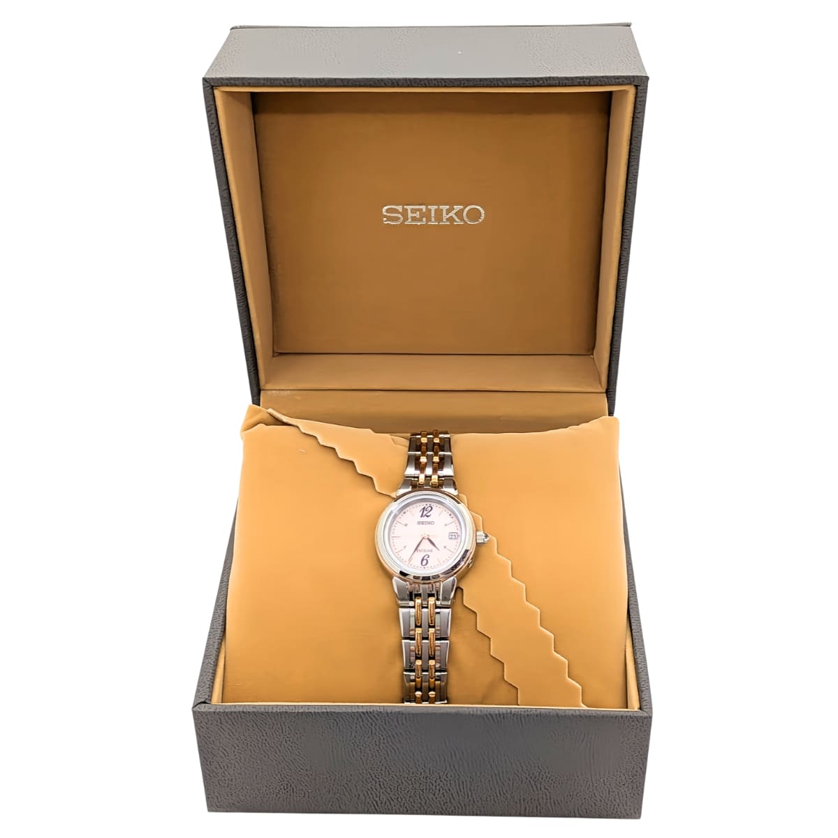 エクセリーヌ SWCW056 ピンクダイヤル ソーラー電波修正 女性用 軽量 チタンバンド - 画像 (9)