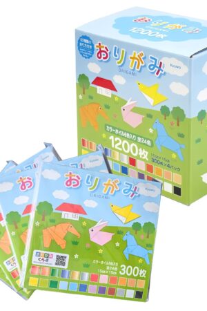 Kyowa(キョーワ) おりがみ 全24色 300枚 x 4 カラーホイル 6色入り 1200枚 #13689 サイズ:15×15cm 日本製 協和 折り紙 50種類の折り方付き 幼児から 大人まで楽しめる 工作 作品作り