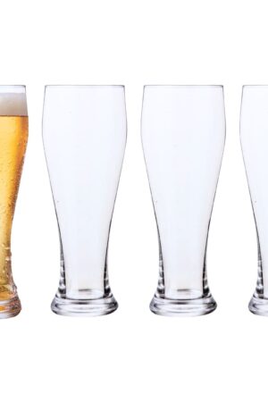 KING CRYSTAL(キングクリスタル) ピルスナー ビアーグラスセット 4個パック 冷たい飲み物用 容量:530ml サイズ:21.5×7.9cm 食器洗い機対応  無鉛 中国製 #58492 レーザーカットされた縁で滑らかな口当たり 実用的 母の日 父の日 プレゼント