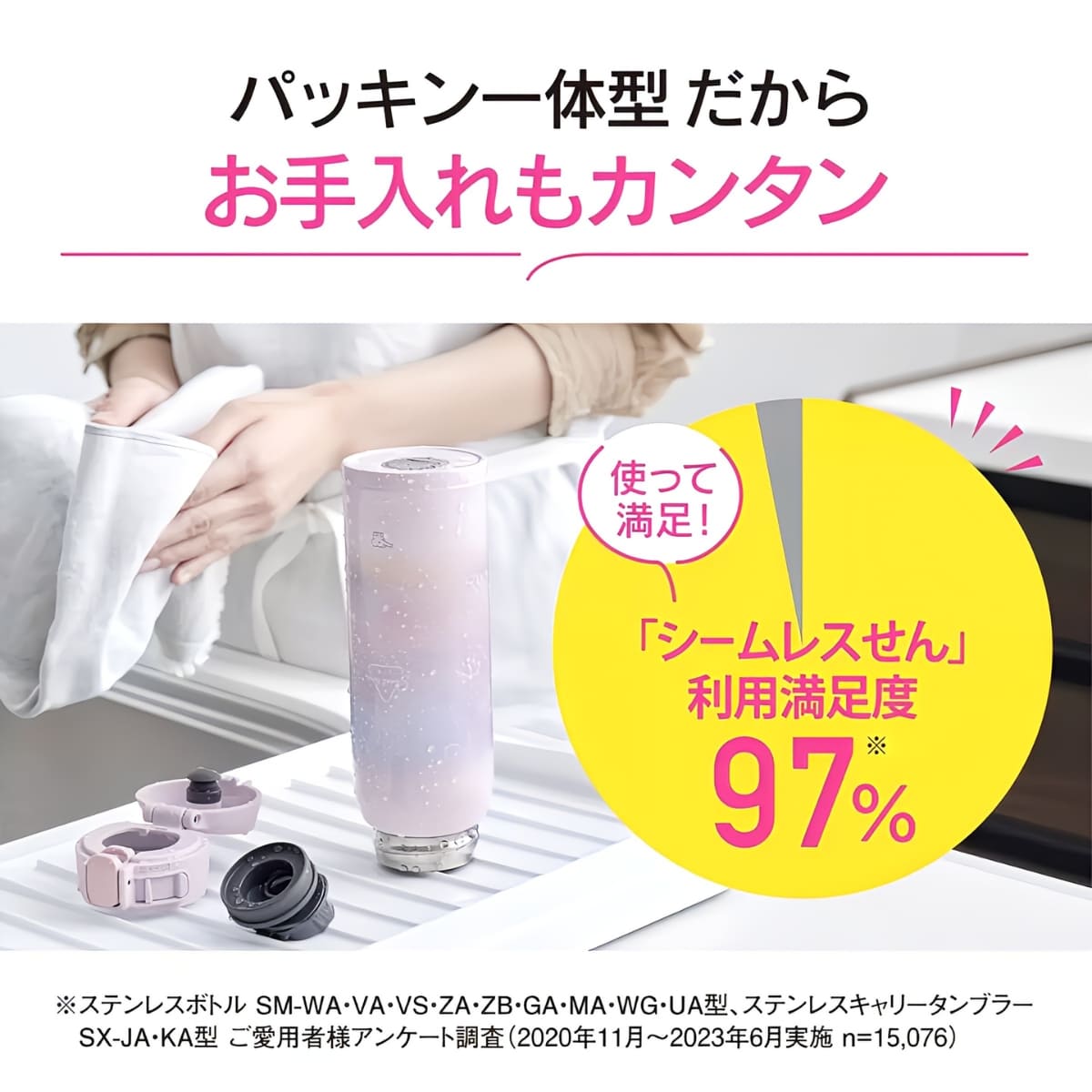 象印 ステンレスマグ 水筒 480ml 型番:SM-WH48 保温 保冷 シームレスせん ラクに洗える ワンタッチ スポーツドリンク可 ガールズ & ボーイズマグ 全4種類 サイズ(cm):幅7×奥行7×高さ22.5 重さ:0.21kg ステンレスボトル - 画像 (4)