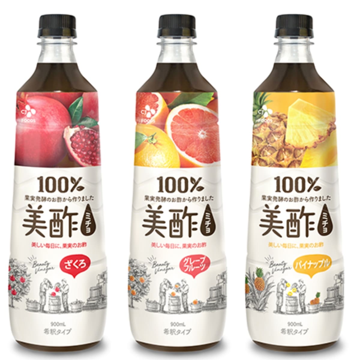 美酢 (ミチョ) アソートセット 希釈用 900ml x 3本 韓国製 100%果実発酵のお酢 調味酢 タイプ2種 (ざくろ グレープフルーツ パイナップル / ざくろ レモン マスカット) 実用的 母の日 父の日 プレゼント - 画像 (6)