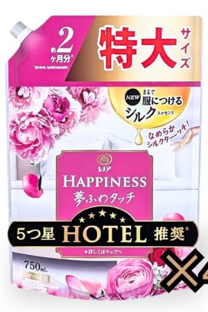 レノアハピネス 夢ふわタッチ 5つ星ホテルのような贅沢な肌ざわり なめらかシルクタッチ 華やかに香るアンティークローズ 特大  詰め替え 750ml (約2ヶ月分)×4個入