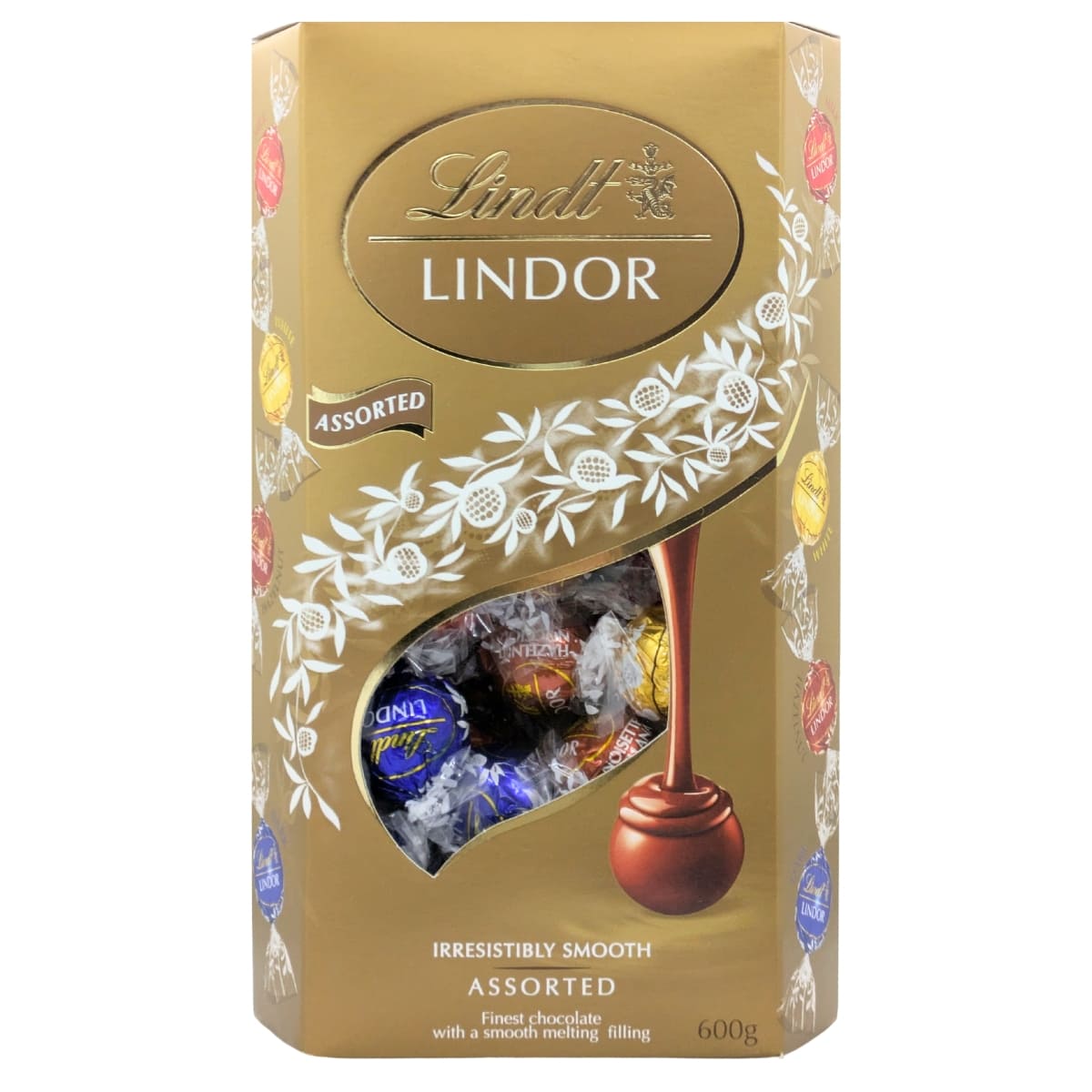 リンツ リンドール ゴールド アソート 4種類(ダーク , ミルク , ホワイト , ヘーゼルナッツ) 600g #593410(Lindt Lindor Gold Assorted 600g)チョコレート, ギフト, 高級チョコ , 個包装