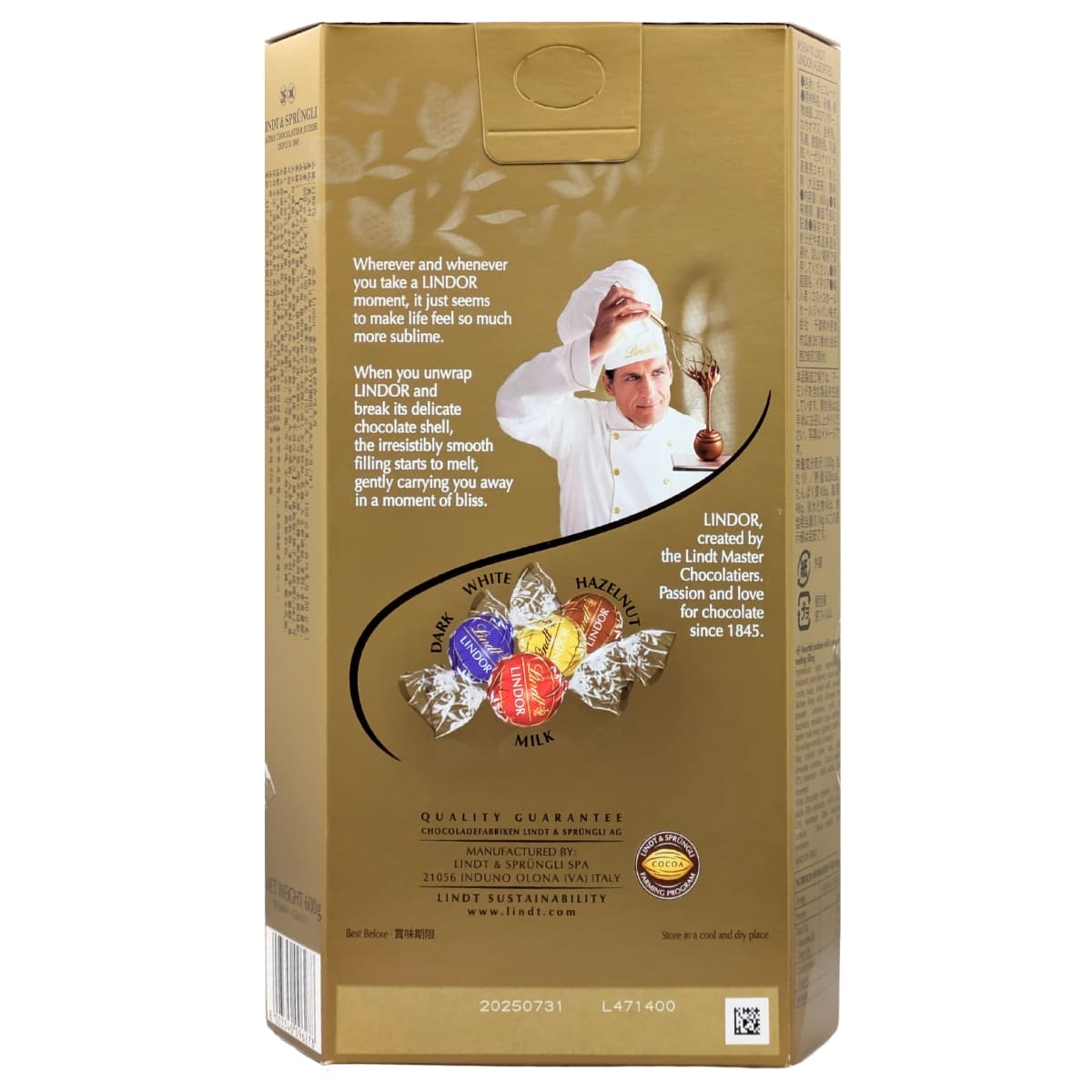 リンツ リンドール ゴールド アソート 4種類(ダーク , ミルク , ホワイト , ヘーゼルナッツ) 600g #593410(Lindt Lindor Gold Assorted 600g)チョコレート, ギフト, 高級チョコ , 個包装 - 画像 (3)