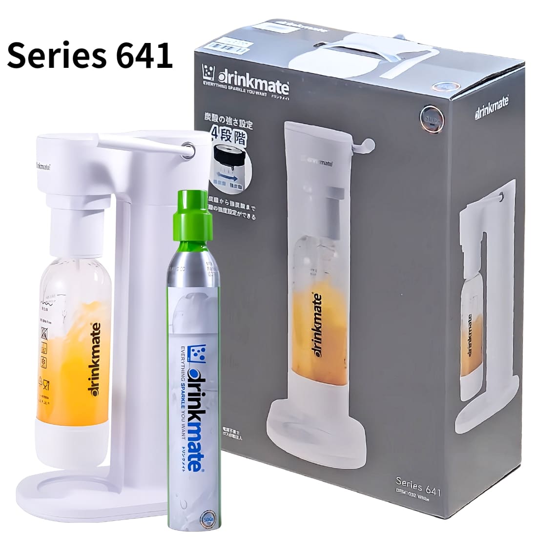 ドリンクメイト 家庭用炭酸飲料メーカー スターターキット Series 641 電気不要 屋外使用OK (カラー: ブラック,ホワイト) 実用的 母の日 父の日 プレゼント