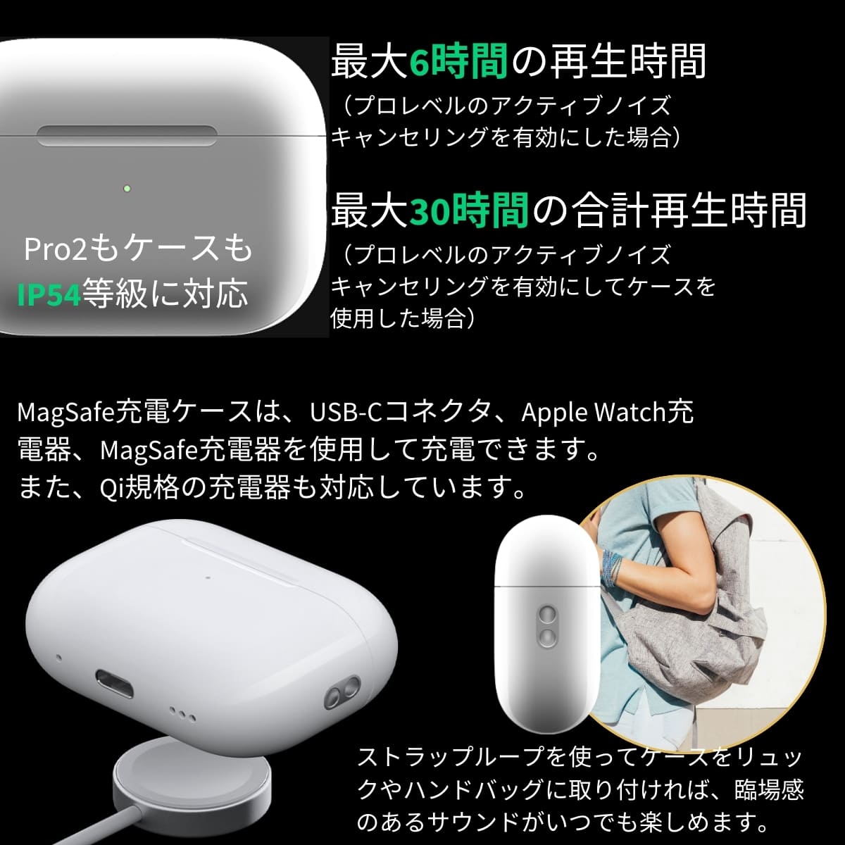 Apple AirPods Pro (第2世代 MTJV3J/A) USB-C 最大2倍の雑音を消すアクティブノイズキャンセリング 外部音取り込みモード 適応型オーディオ。装着タイプ: カナル型 実用的 父の日 プレゼント - 画像 (17)