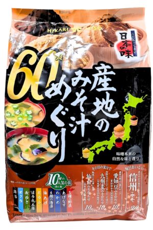 インスタント味噌汁 ひかり味噌 産地のみそ汁めぐり 60食 即席みそ汁 信州みそ,仙台みそ,愛知豆みそ,九州麦みそ #57651 実用的