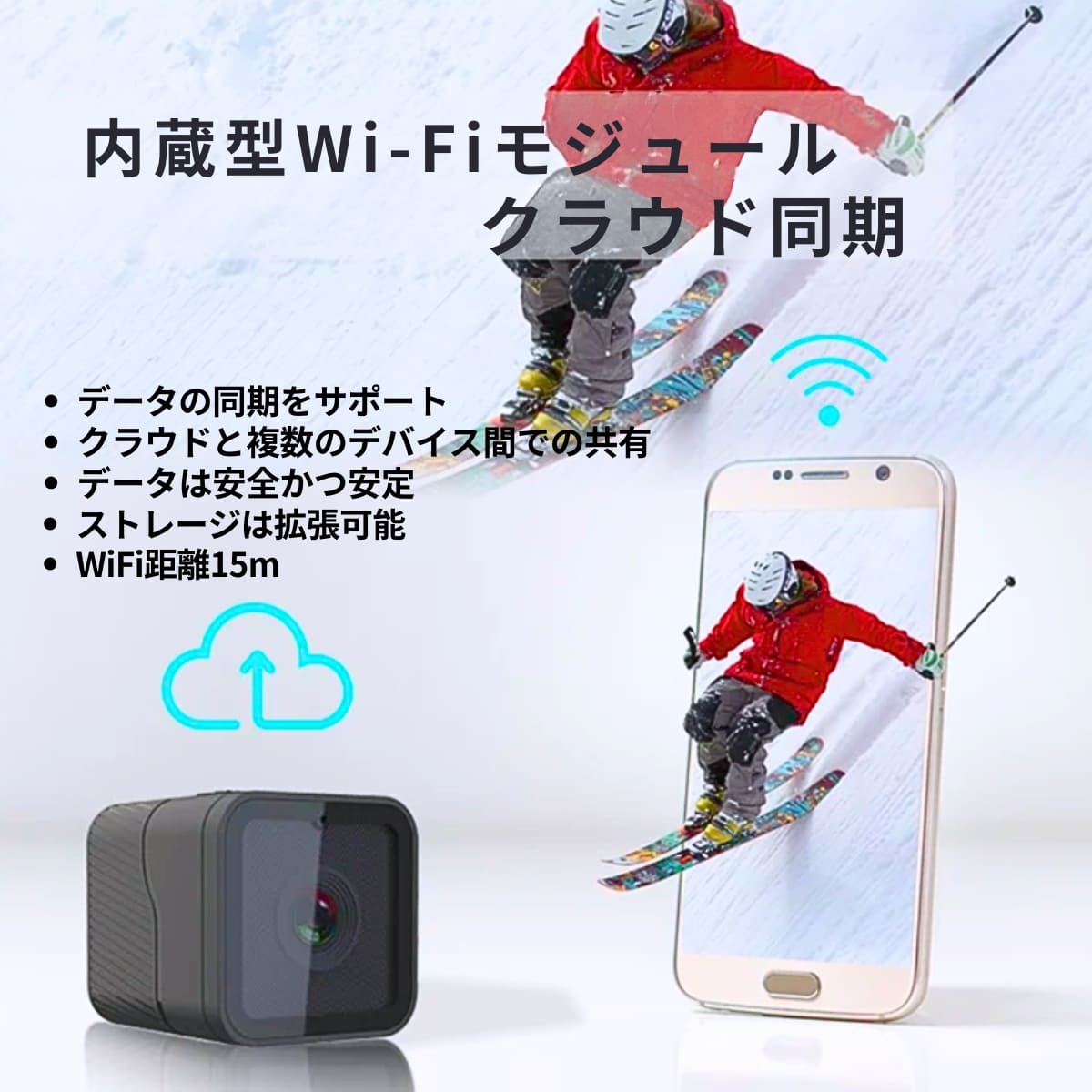 CS03 WiFiスポーツカメラ 1080PのフルHD 12Mの静止画解像度(4032×3024) 防水防塵IP65 アクションカメラ 屋外 スポーツ バッテリー:900mAh,3.7V メモリ:最大256G CHAOYILIU - 画像 (12)
