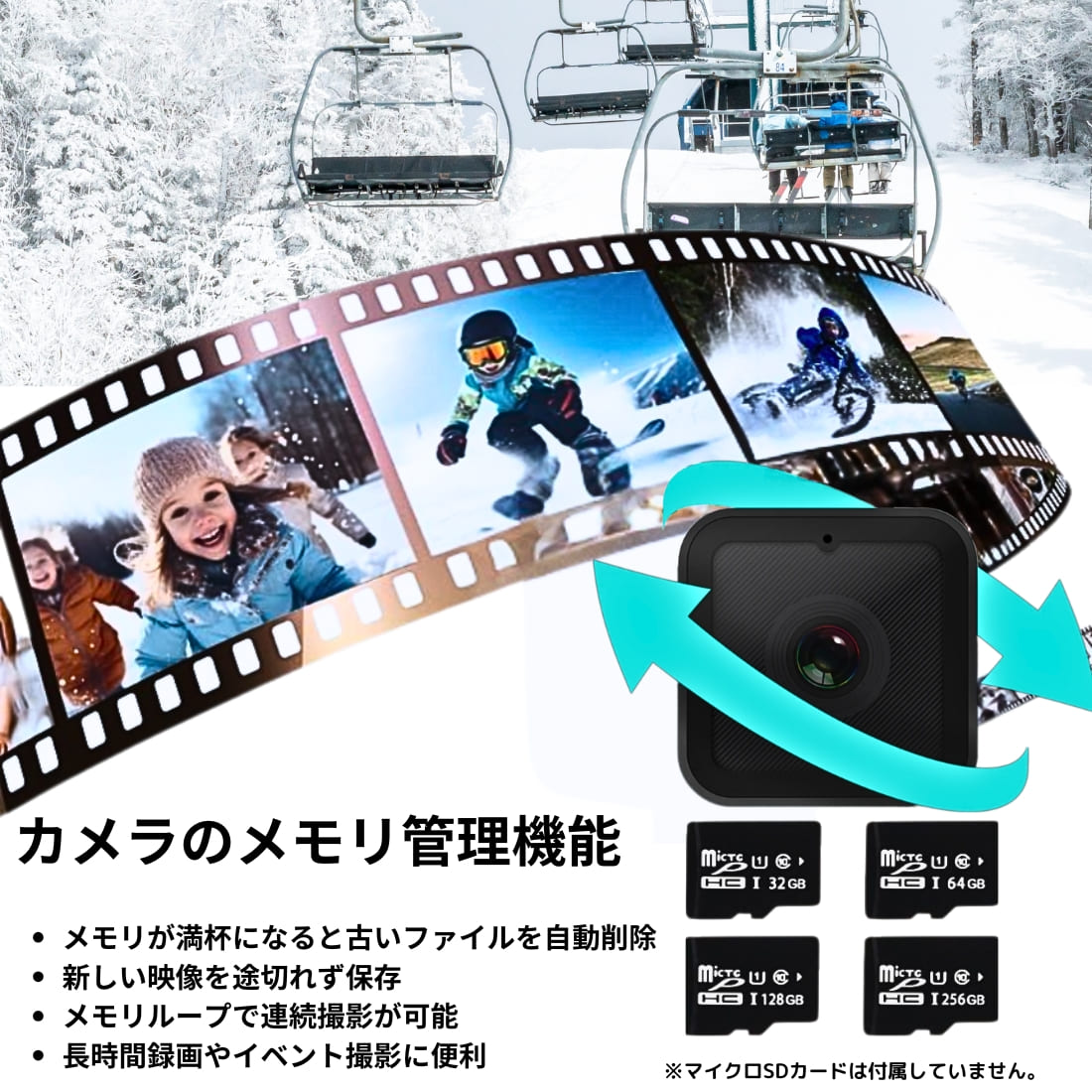 CS03 WiFiスポーツカメラ 1080PのフルHD 12Mの静止画解像度(4032×3024) 防水防塵IP65 アクションカメラ 屋外 スポーツ バッテリー:900mAh,3.7V メモリ:最大256G CHAOYILIU - 画像 (13)