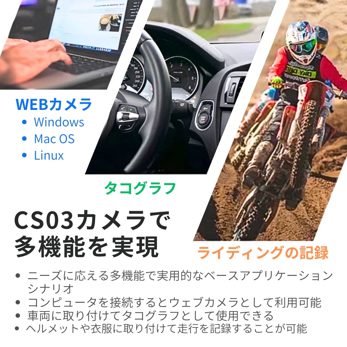 CS03 WiFiスポーツカメラ 1080PのフルHD 12Mの静止画解像度(4032×3024) 防水防塵IP65 アクションカメラ 屋外 スポーツ バッテリー:900mAh,3.7V メモリ:最大256G CHAOYILIU - 画像 (14)