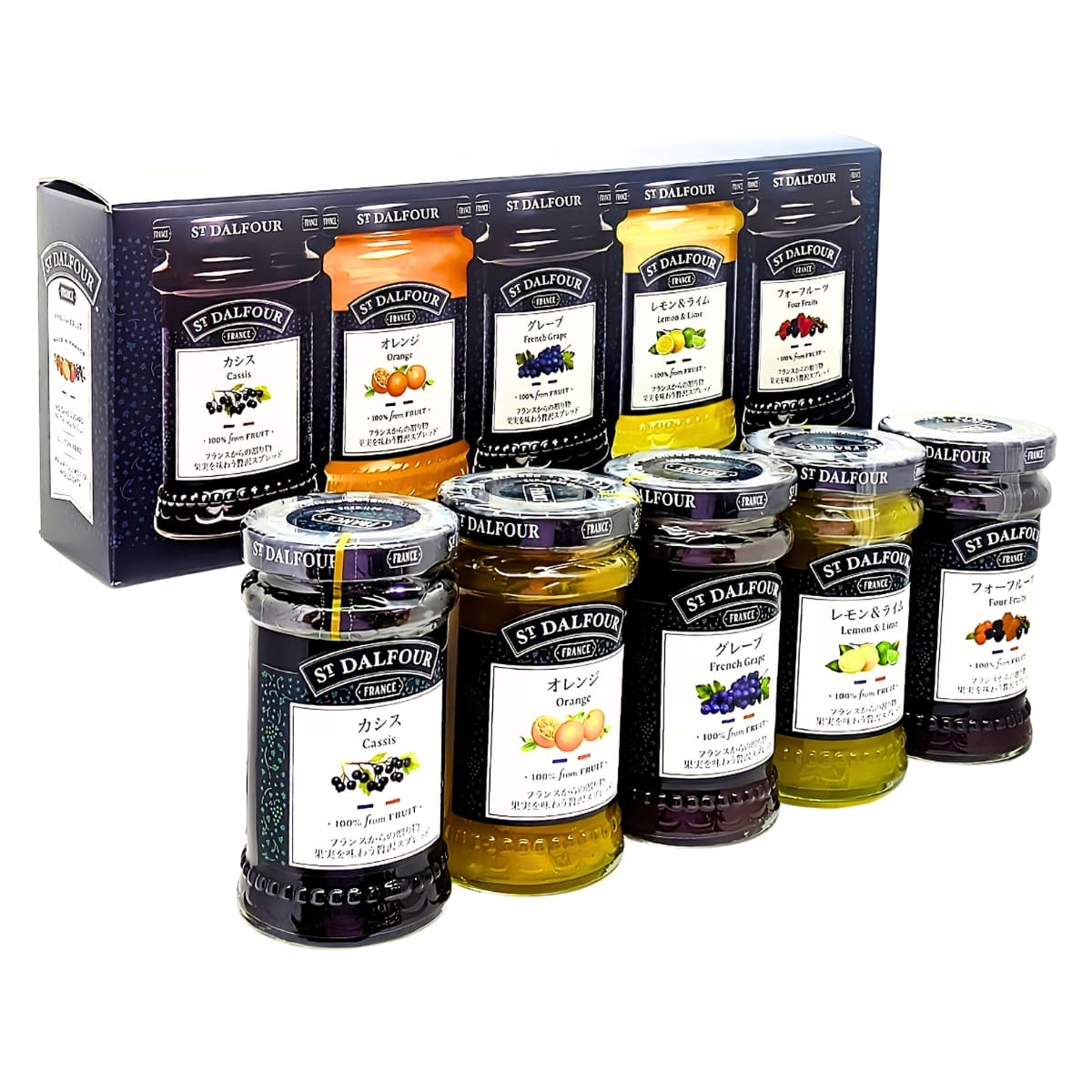 ST.DALFOUR (サン・ダルフォー) ギフトボックス (170g×5本) フルーツスプレッド ギフト 5種アソート 無添加 フランス産 果実100% #72162 ジャム 砂糖不使用 無添加 スプレッド フルーツアソート ギフトセット 果物ジャム ヘルシー食品