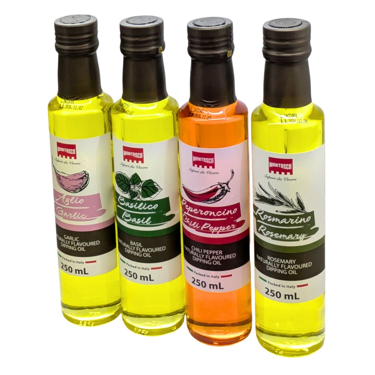 モントスコ イタリア産 香味オイル4種詰め合わせ フレーバーオリーブオイルセット (ガーリック, バジル, チリ, ローズマリー) 4本セット 料理 パスタ ディップオイル フレーバーオイル ギフト - 画像 (2)