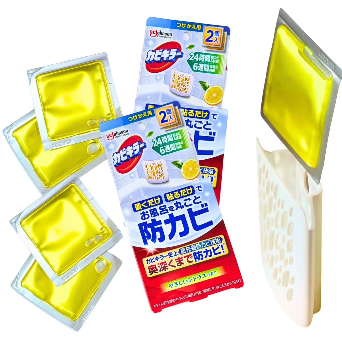 カビキラー お風呂を丸ごと防カビ 本体容器1個 + カートリッジ5個 やさしいシトラスの香り 黒カビを防ぐ 浴室 全体に防カビ成分が広がり 小さな隙間の奥に潜むカビ菌まで作用 #69326 浴室 カビ防止剤 カビ対策 梅雨の快適アイテム - 画像 (4)