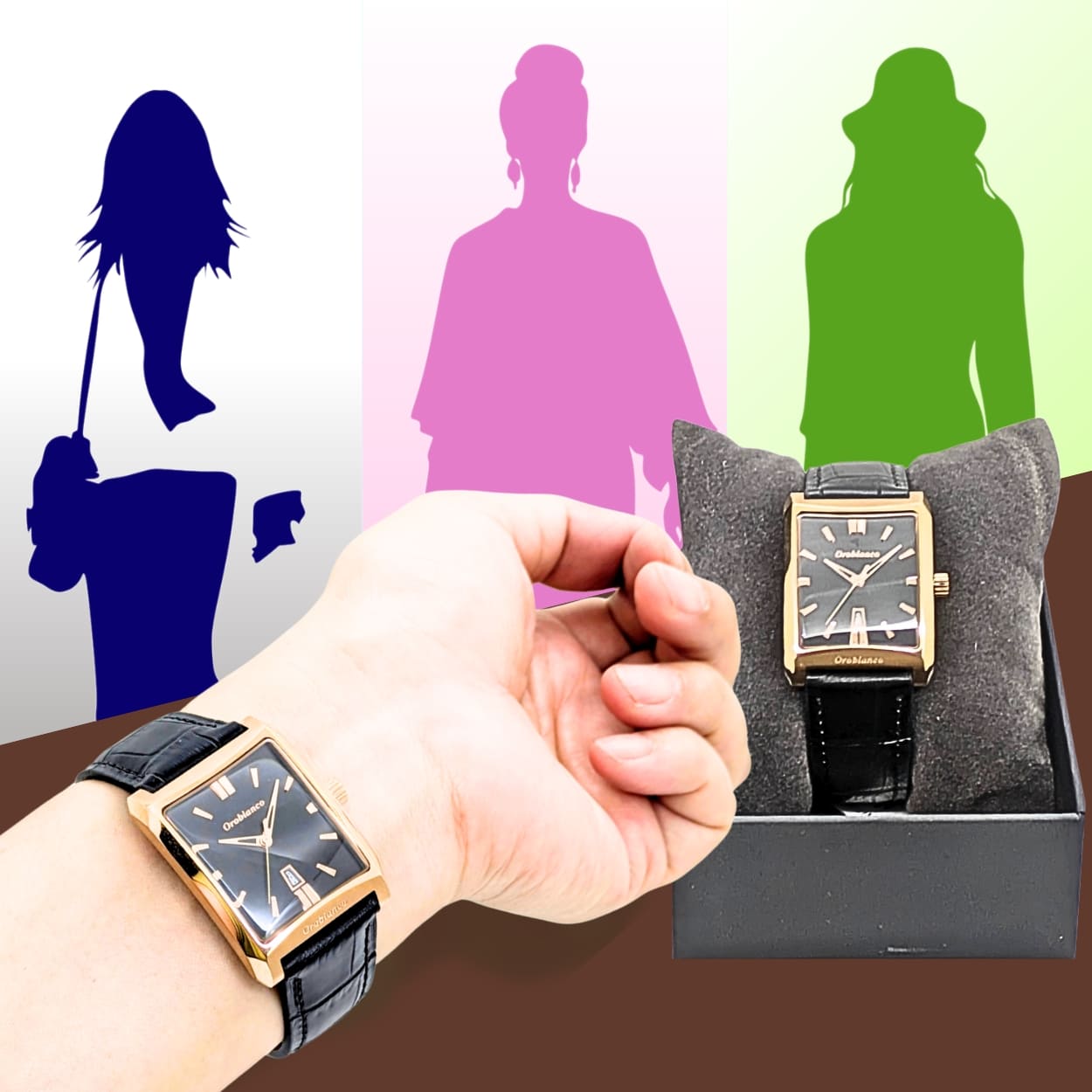 OROBIANCO PANDA (オロビアンコ パンダ) レディース腕時計 スクエア 革ベルト OR001-33 クォーツ 生活防水:5気圧 #58714 ビジネス カジュアル 高級感 ブランド腕時計 - 画像 (9)